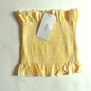 Zaful Yellow Gingham Tube Top